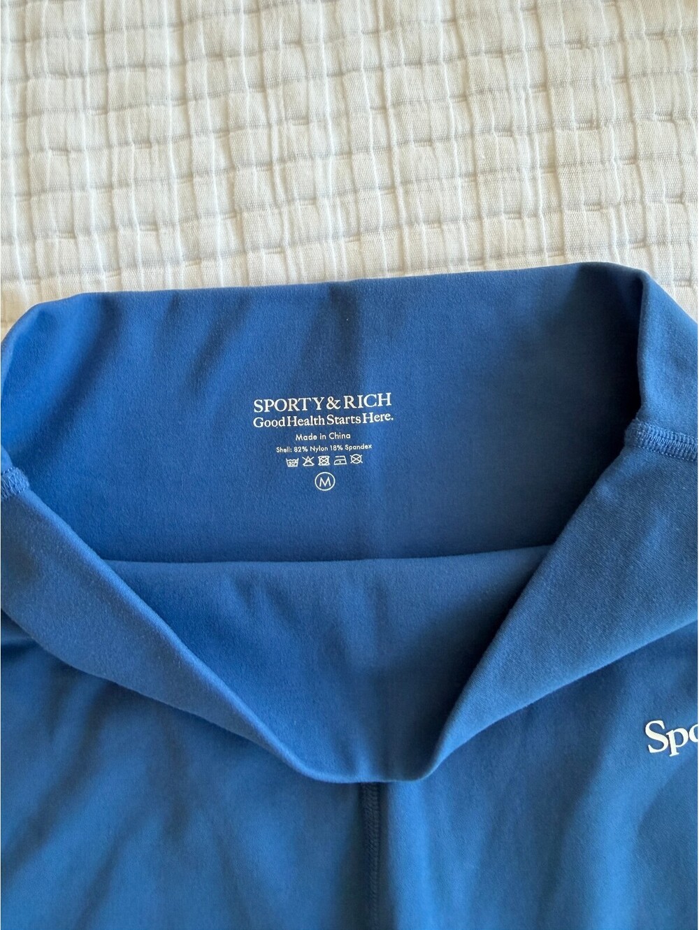 Sporty & Rich High-Waisted Logo Cycling Shorts Royal Blue Women’s Medium - Picture 5 of 5